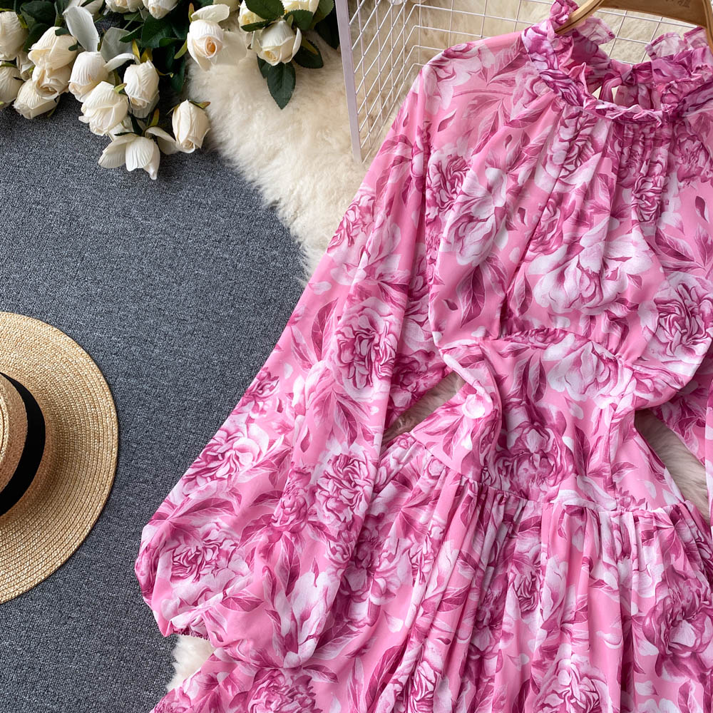 Belle Puff Sleeve Open Back Dress