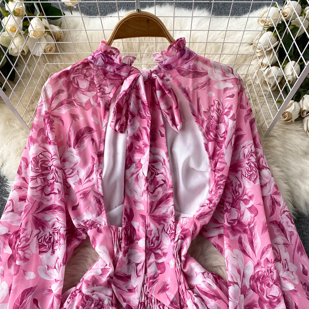 Belle Puff Sleeve Open Back Dress