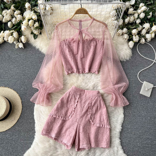 Candice Lace Mesh Two Piece Set