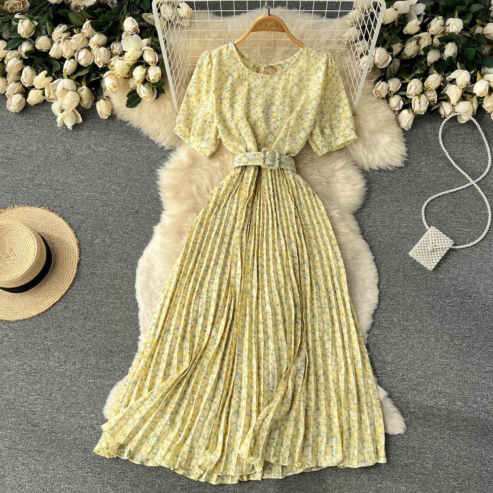 Madalyn Puff Sleeve Pleated Dress