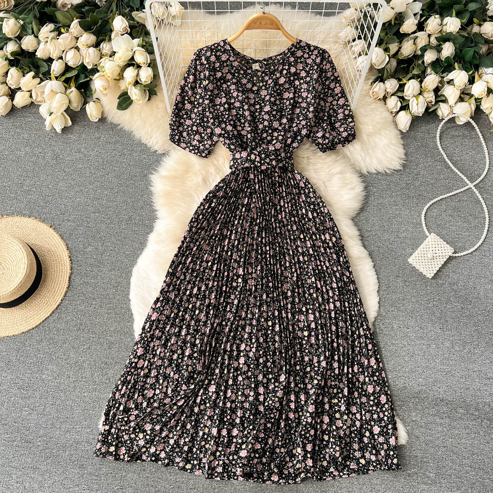 Madalyn Puff Sleeve Pleated Dress