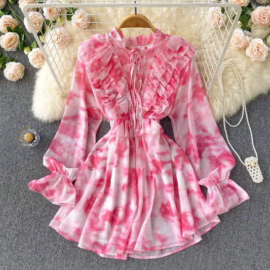 Cathy Ruffle Chiffon Dress