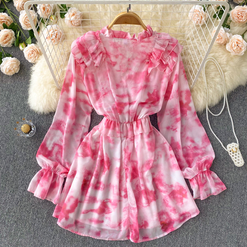 Cathy Ruffle Chiffon Dress