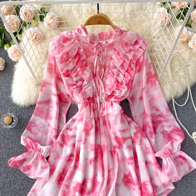 Cathy Ruffle Chiffon Dress