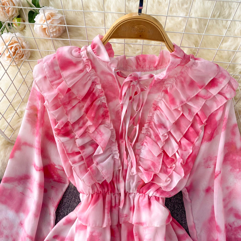 Cathy Ruffle Chiffon Dress