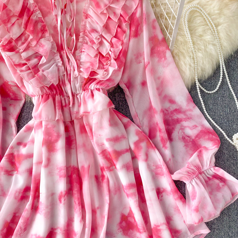 Cathy Ruffle Chiffon Dress