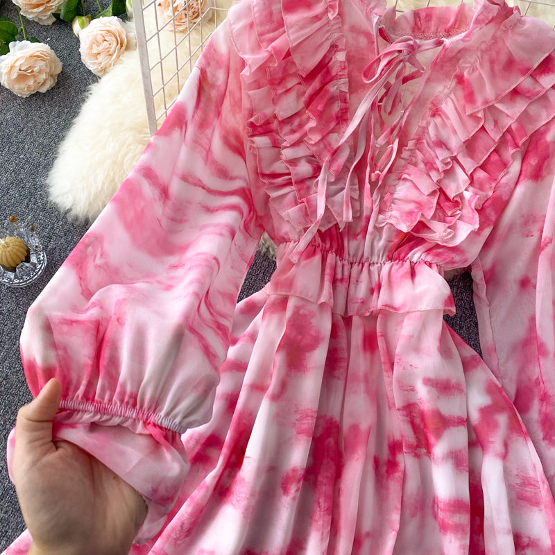 Cathy Ruffle Chiffon Dress