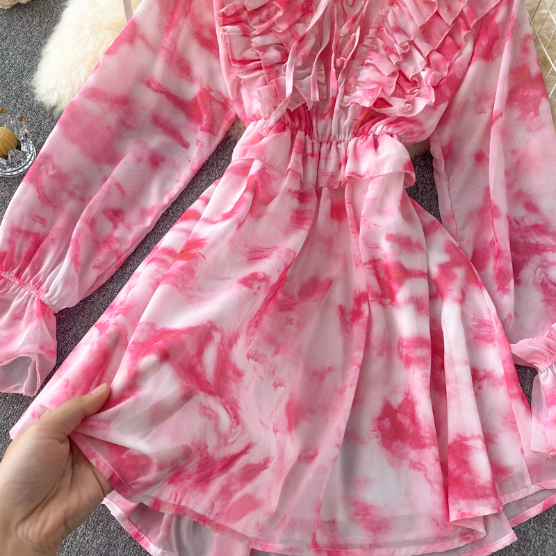 Cathy Ruffle Chiffon Dress