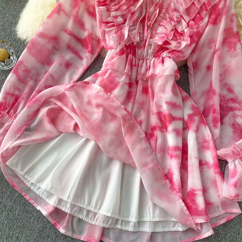 Cathy Ruffle Chiffon Dress