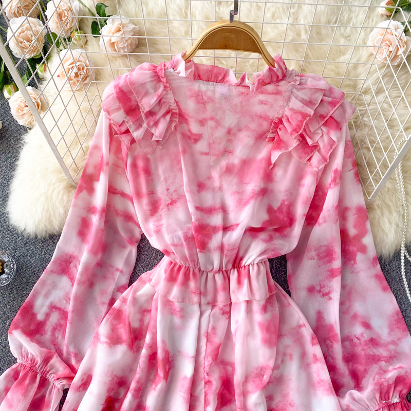Cathy Ruffle Chiffon Dress
