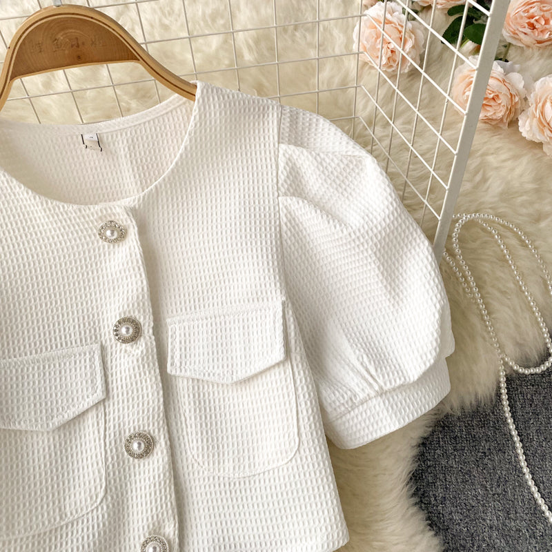 Apple Puff Sleeve Two Piece Set