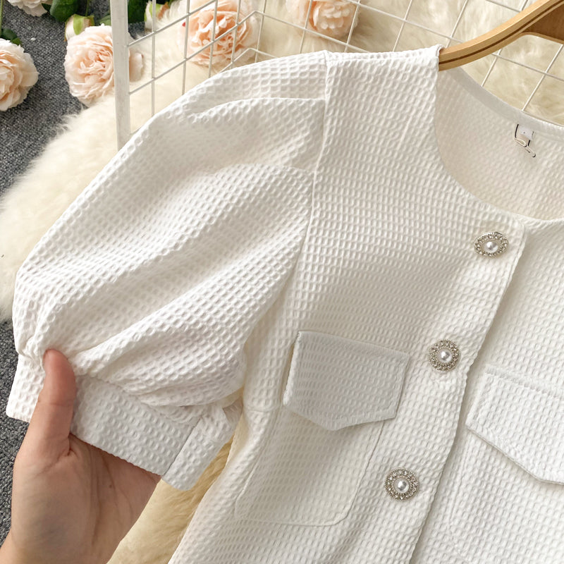Apple Puff Sleeve Two Piece Set