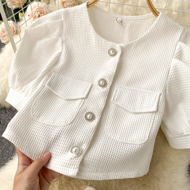 Apple Puff Sleeve Two Piece Set