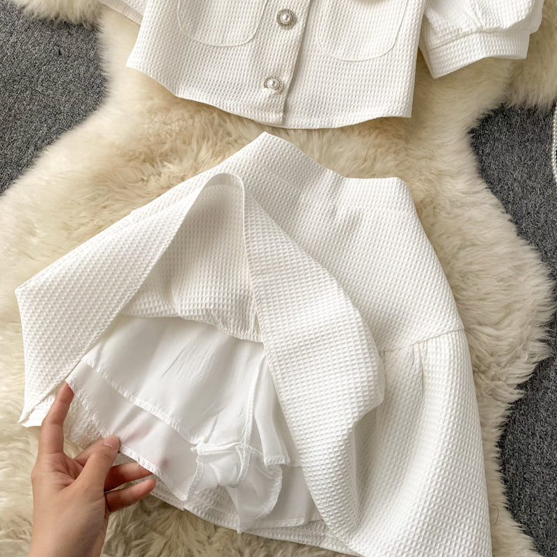 Apple Puff Sleeve Two Piece Set