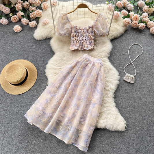 Anika Shirred Puff Sleeve Two Piece Set