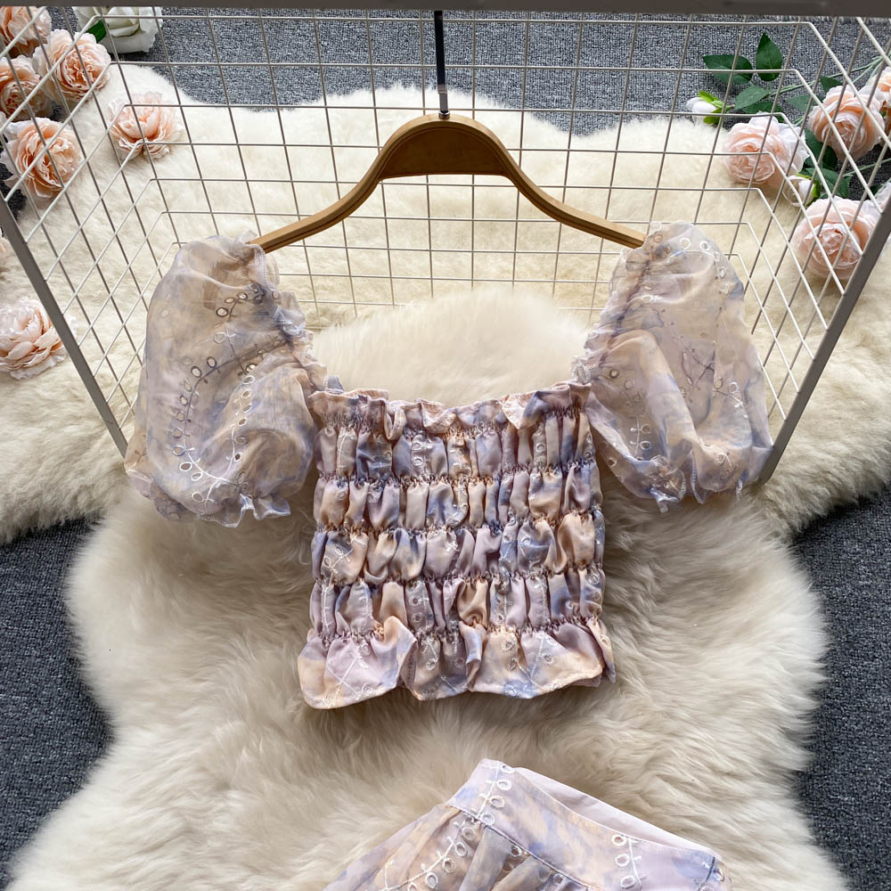Anika Shirred Puff Sleeve Two Piece Set
