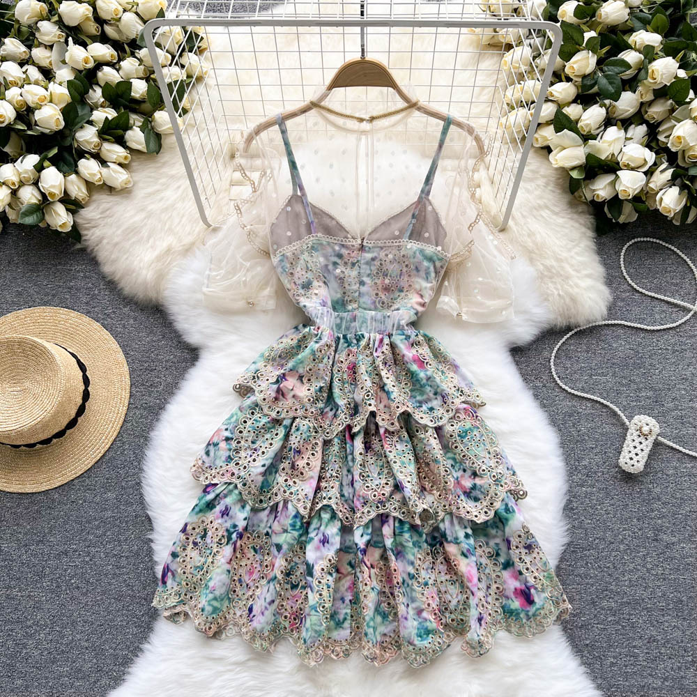 Rebecca Embroidered Mesh Dress
