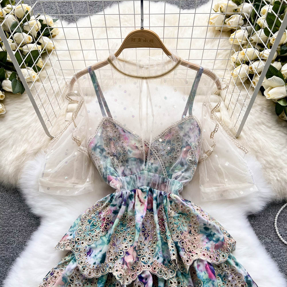 Rebecca Embroidered Mesh Dress