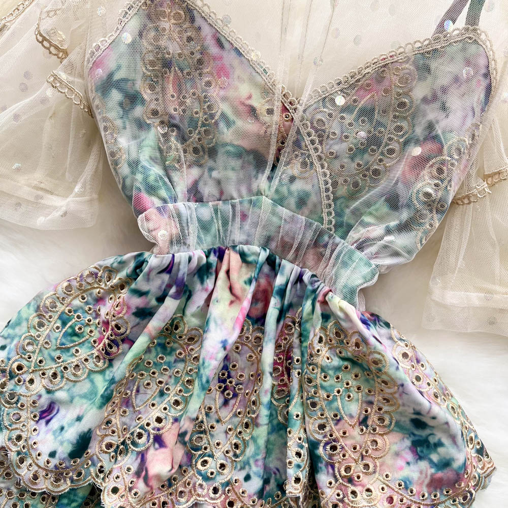 Rebecca Embroidered Mesh Dress