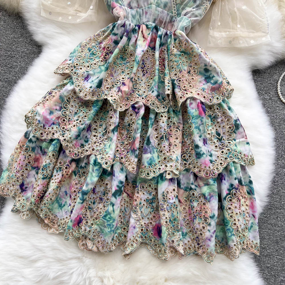 Rebecca Embroidered Mesh Dress