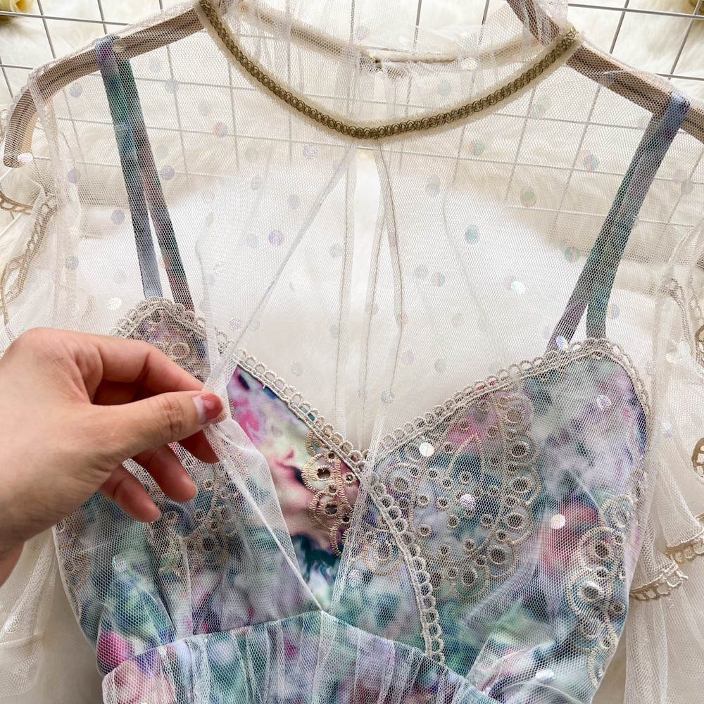 Rebecca Embroidered Mesh Dress