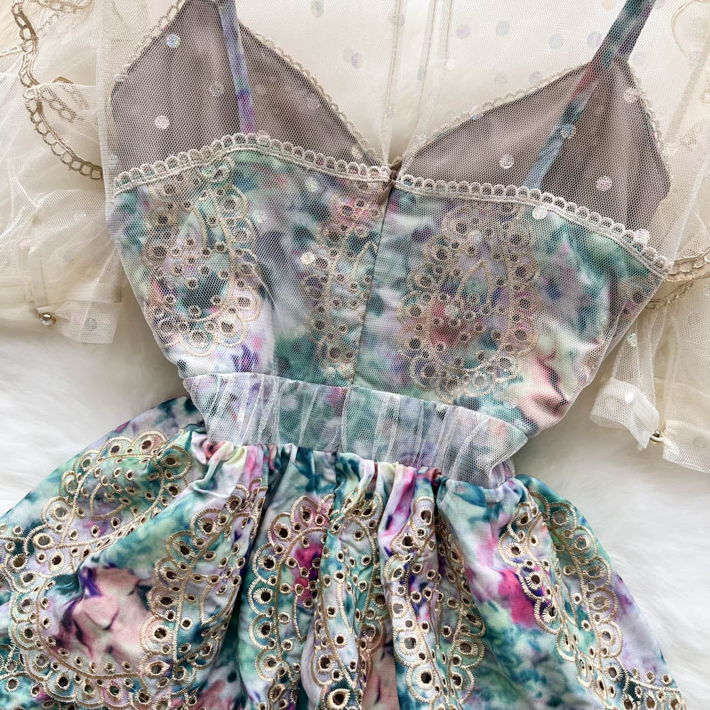 Rebecca Embroidered Mesh Dress