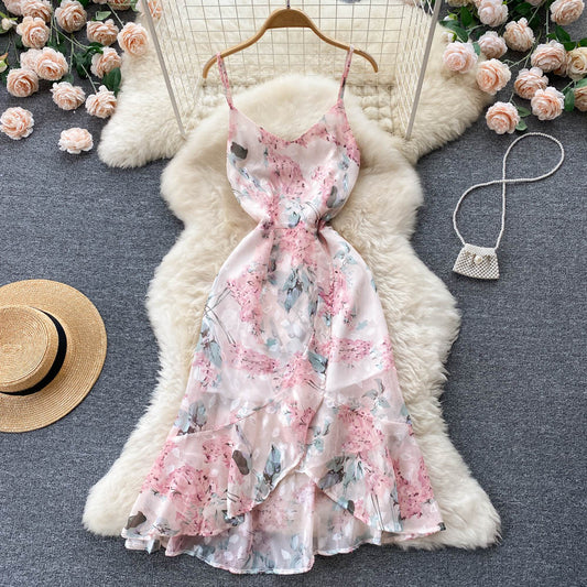Layla V Neck Chiffon Dress