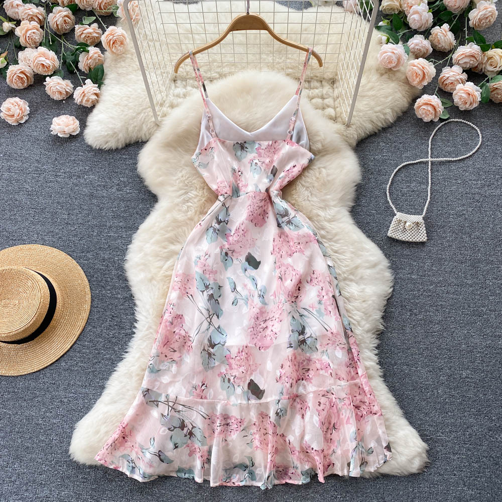 Layla V Neck Chiffon Dress