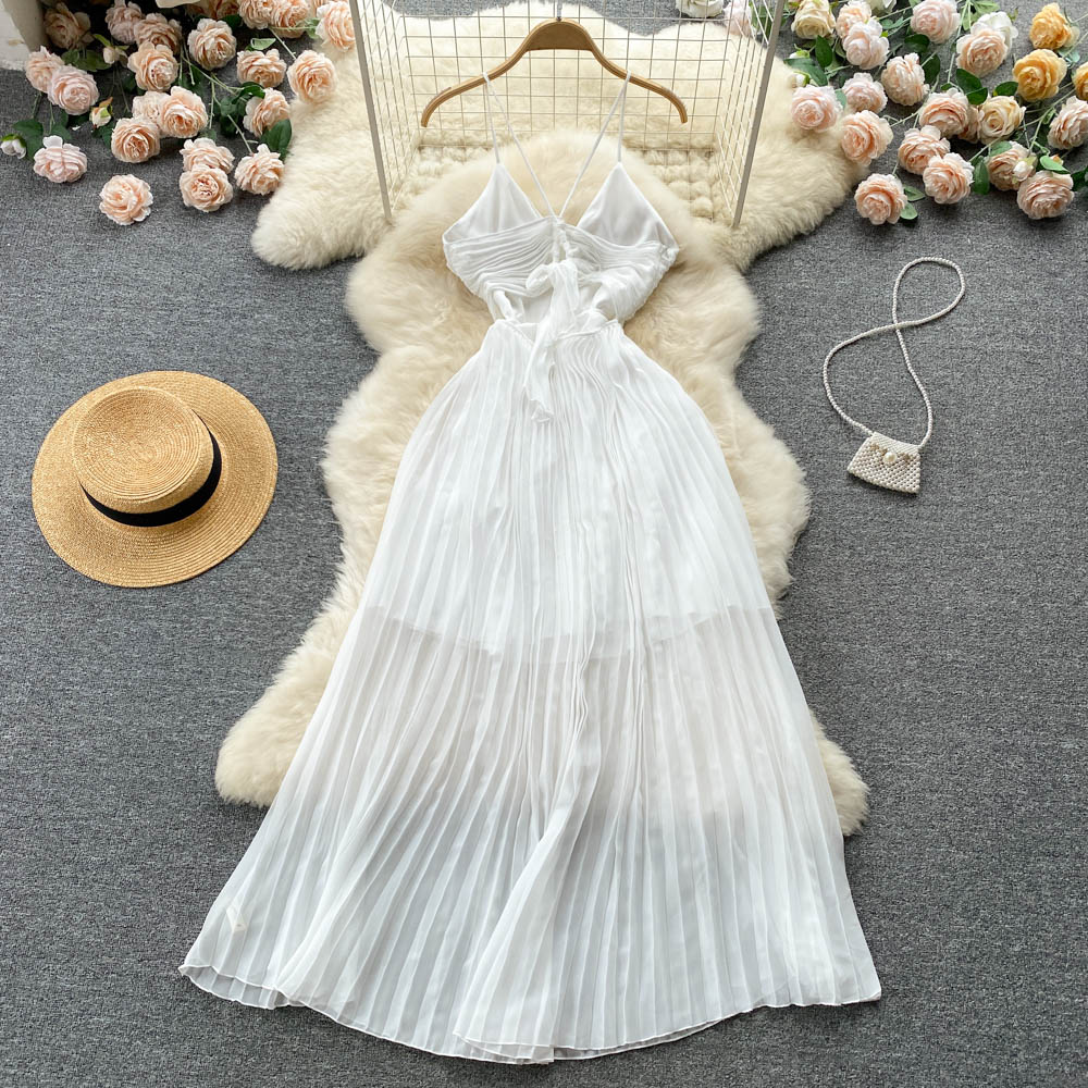 Jen Pleated Open Back Dress