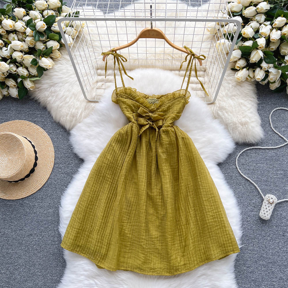 Acacia Lantern Sleeve Tie Dress