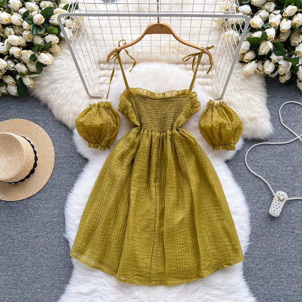 Acacia Lantern Sleeve Tie Dress