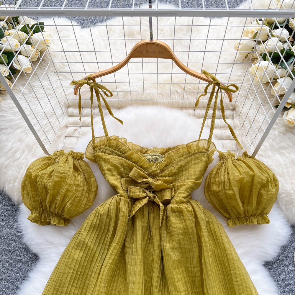 Acacia Lantern Sleeve Tie Dress