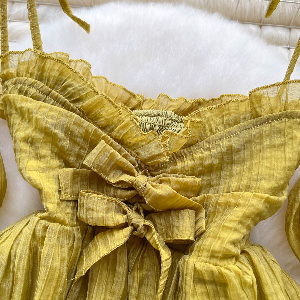 Acacia Lantern Sleeve Tie Dress