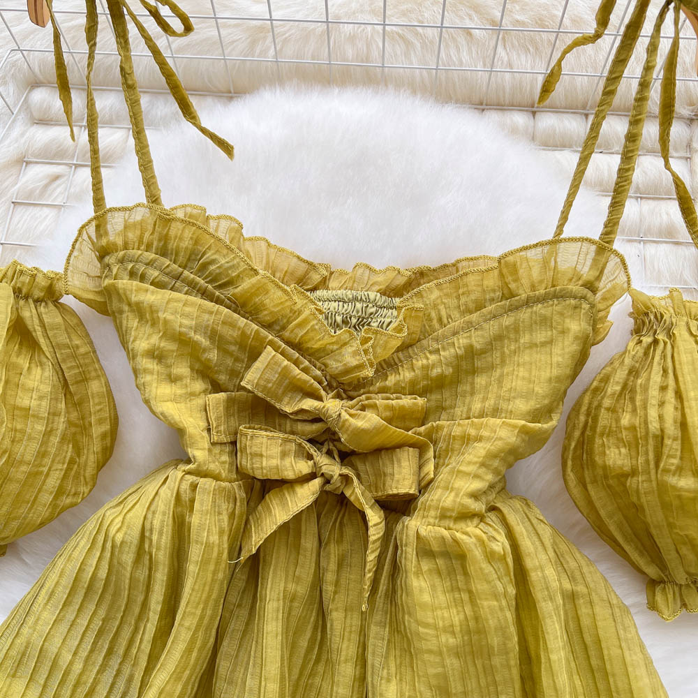 Acacia Lantern Sleeve Tie Dress