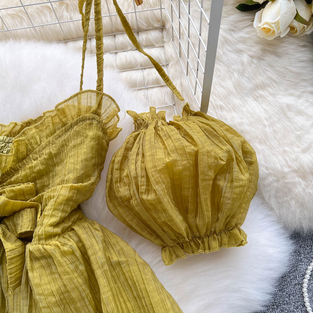 Acacia Lantern Sleeve Tie Dress