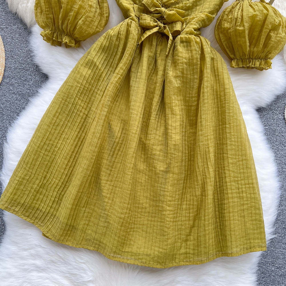Acacia Lantern Sleeve Tie Dress