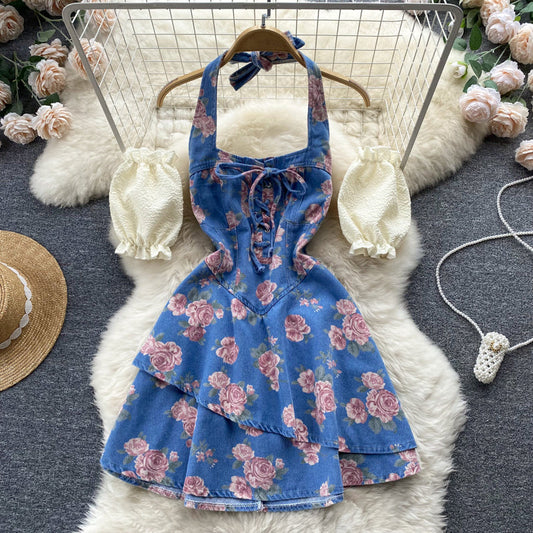 Elsie Open Back Denim Dress