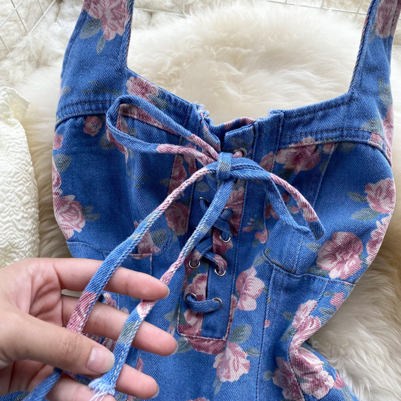 Elsie Open Back Denim Dress