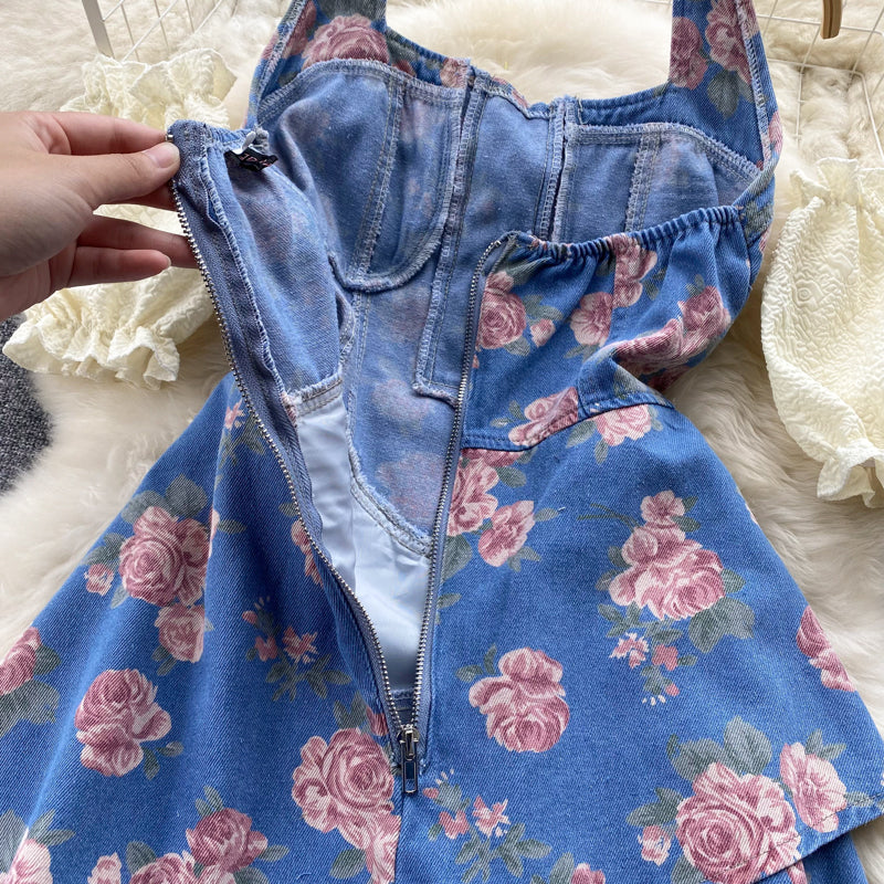 Elsie Open Back Denim Dress