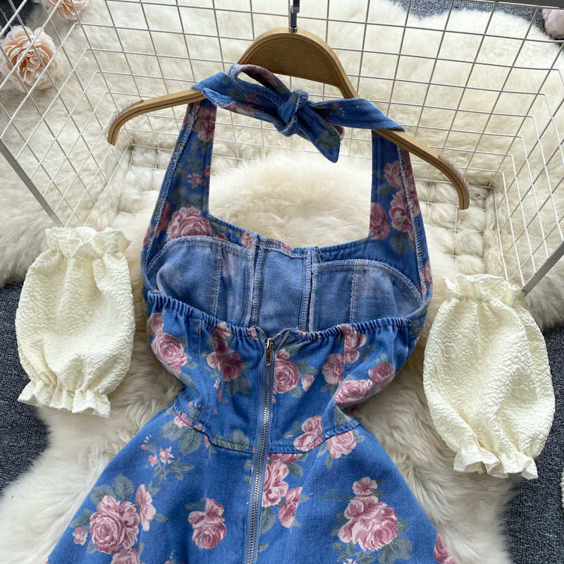 Elsie Open Back Denim Dress