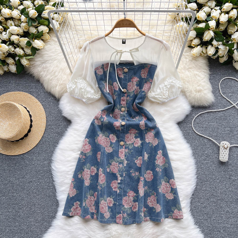Kyleigh Puff Sleeve Denim Dress