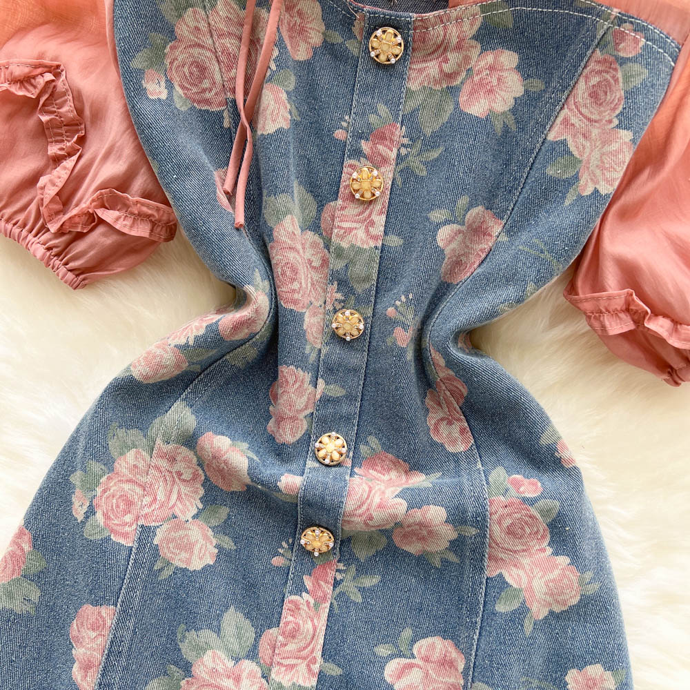 Kyleigh Puff Sleeve Denim Dress