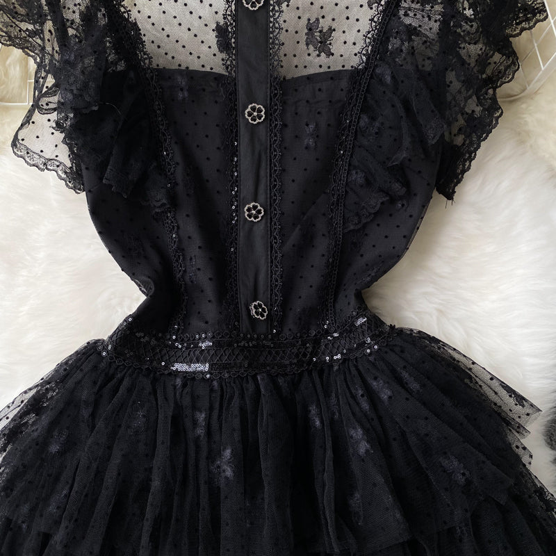 Alexis Tiered Mesh Dress