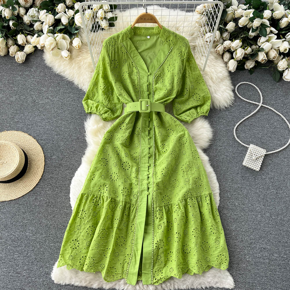 Alison Puff Sleeve Eyelet Dress