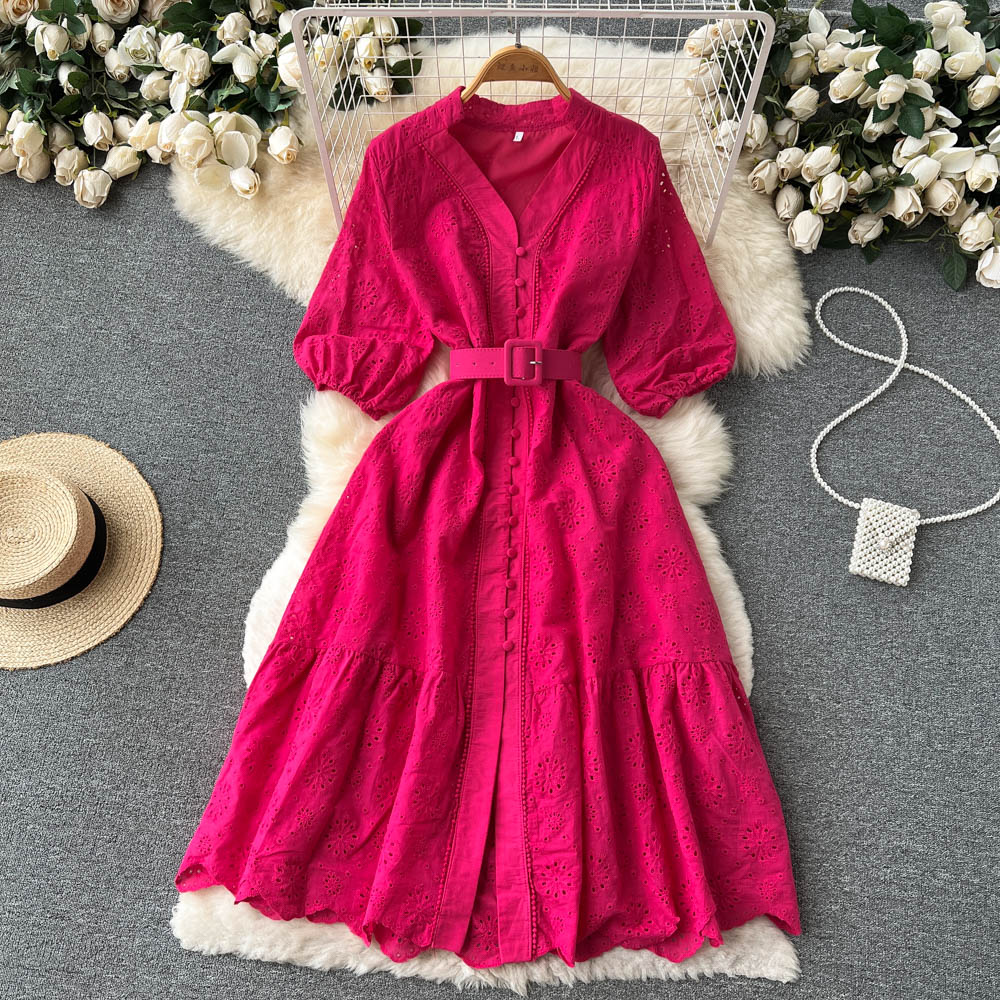Alison Puff Sleeve Eyelet Dress