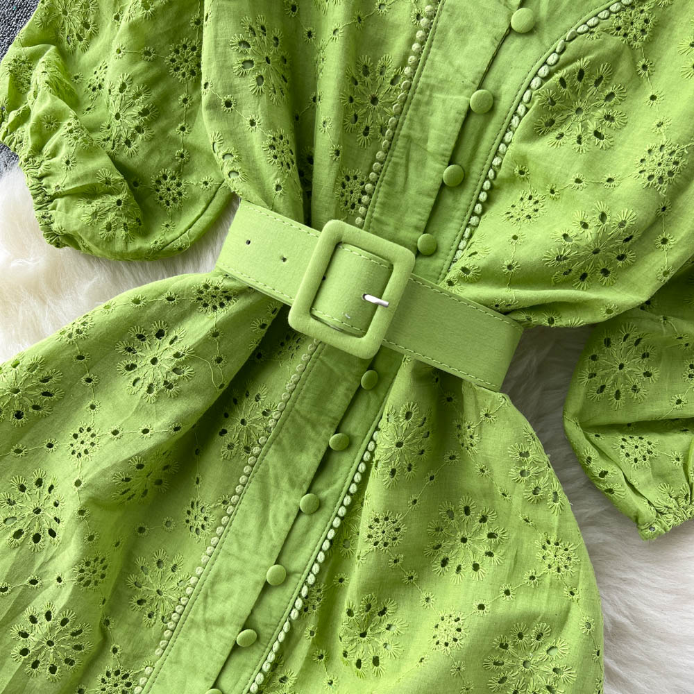 Alison Puff Sleeve Eyelet Dress