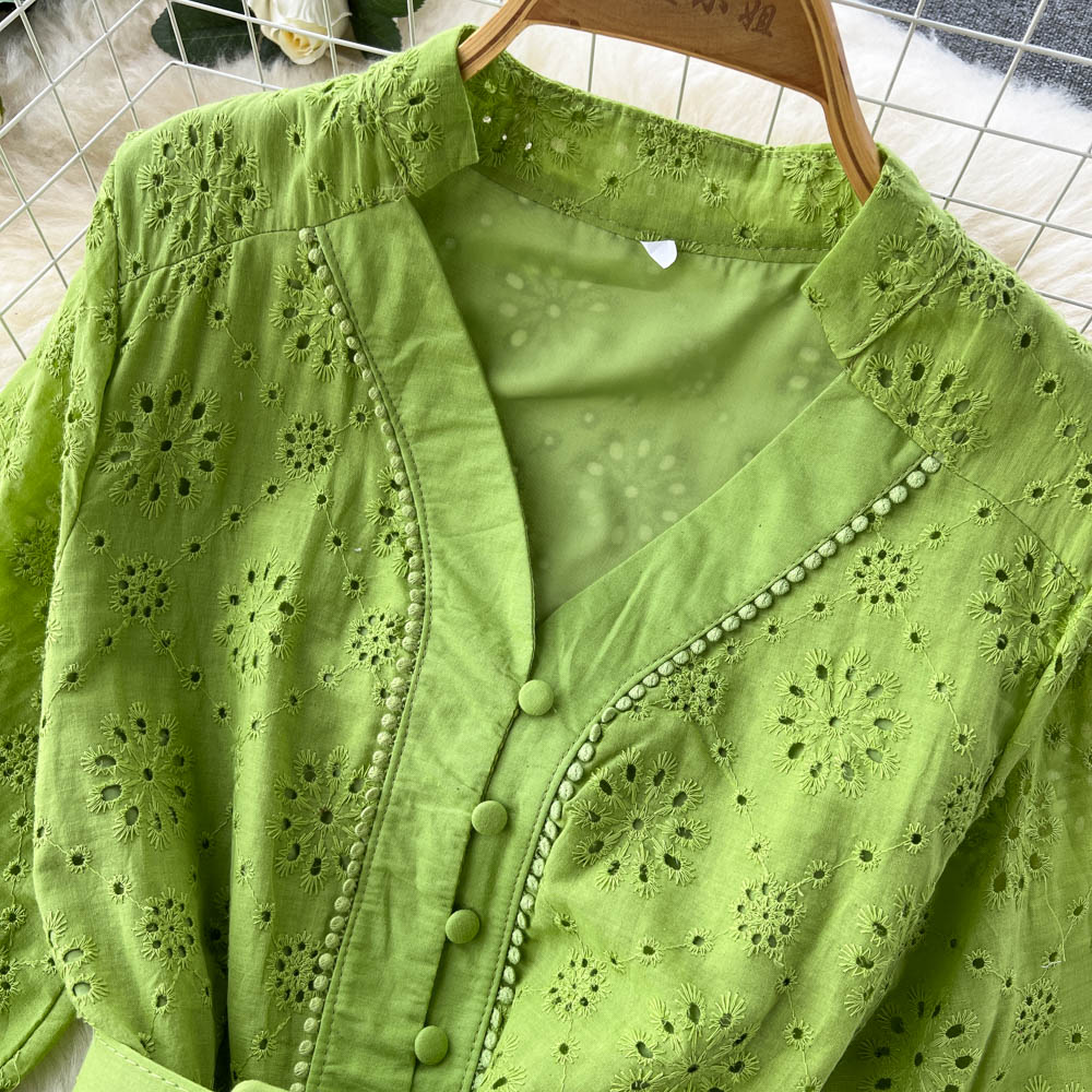 Alison Puff Sleeve Eyelet Dress