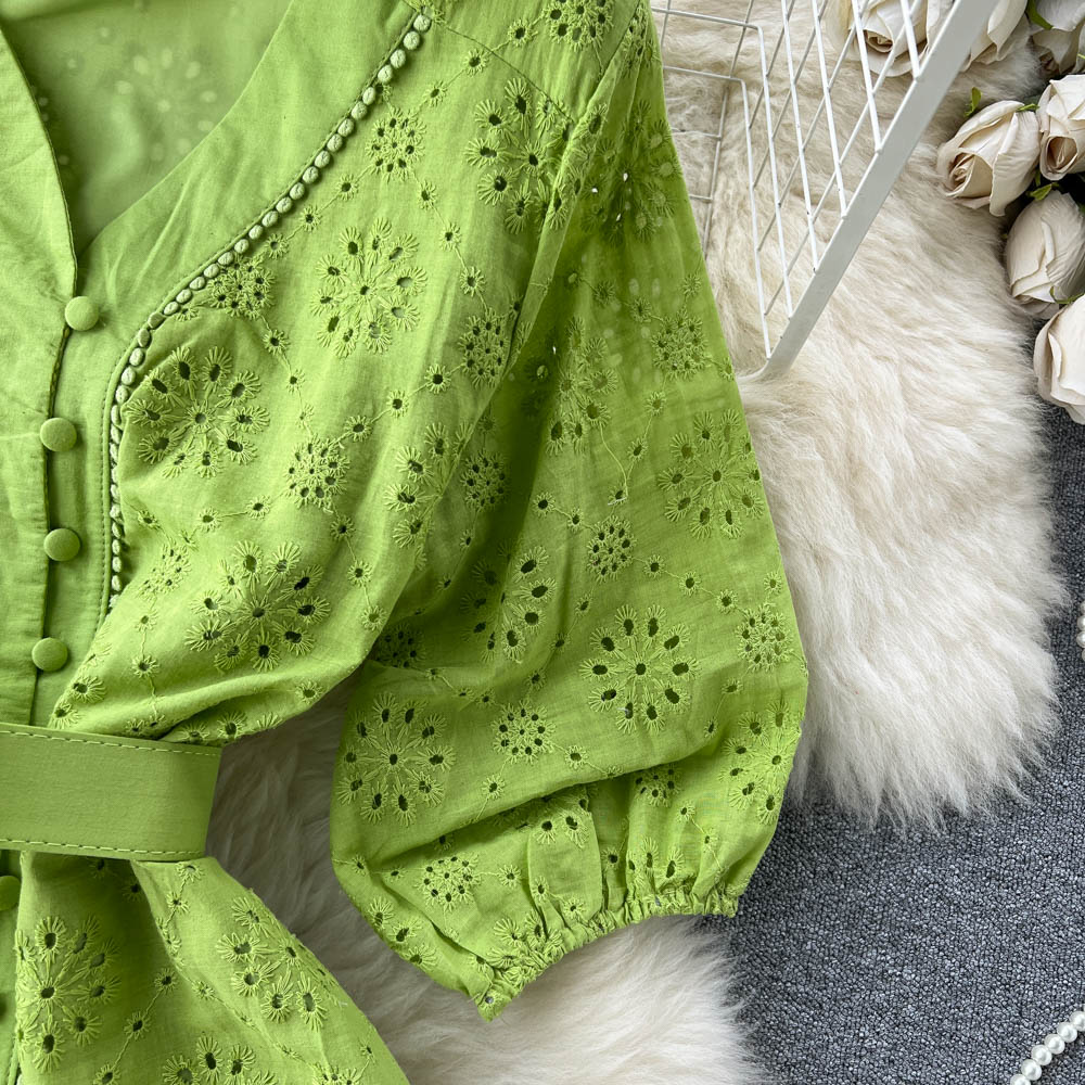 Alison Puff Sleeve Eyelet Dress