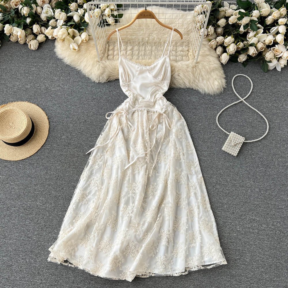 Priscilla Embroidered Open Back Dress