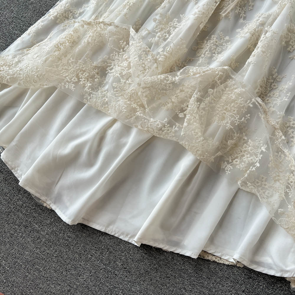 Priscilla Embroidered Open Back Dress